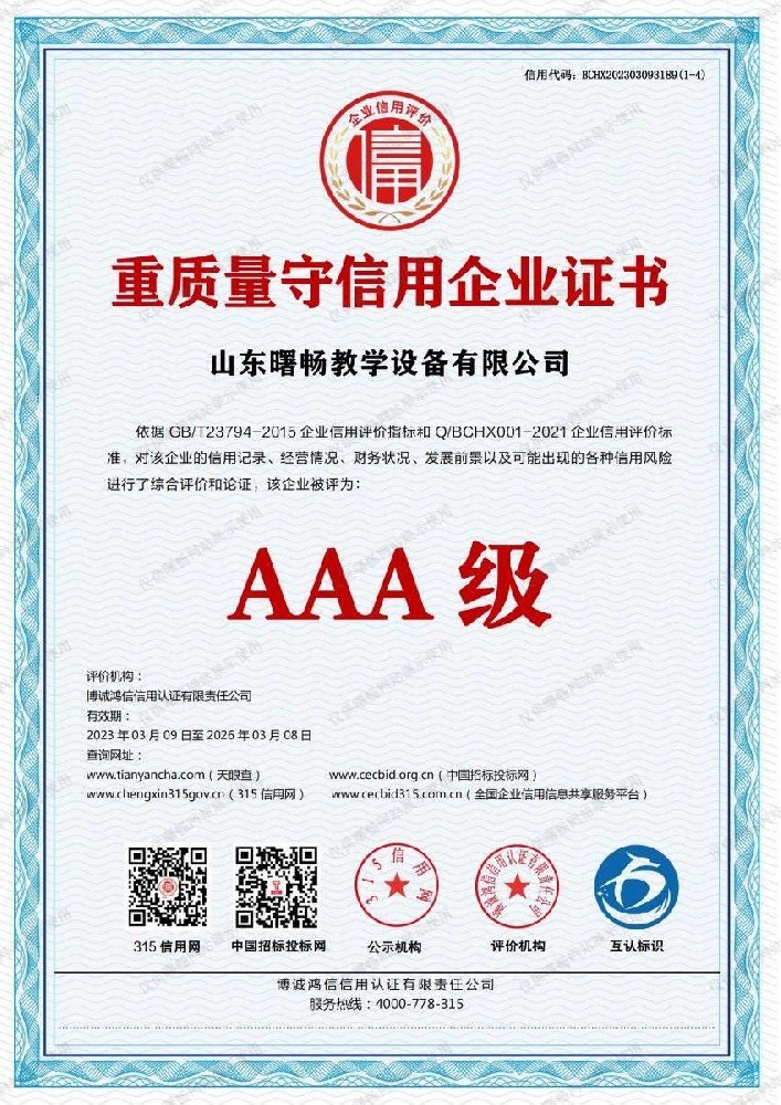 重质量守信用企业证书
